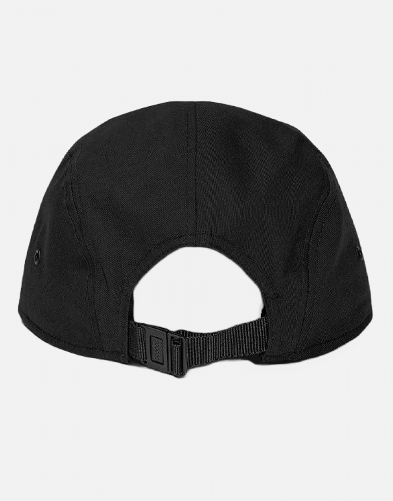 Backside of a black Swellone 5 panel camper hat.