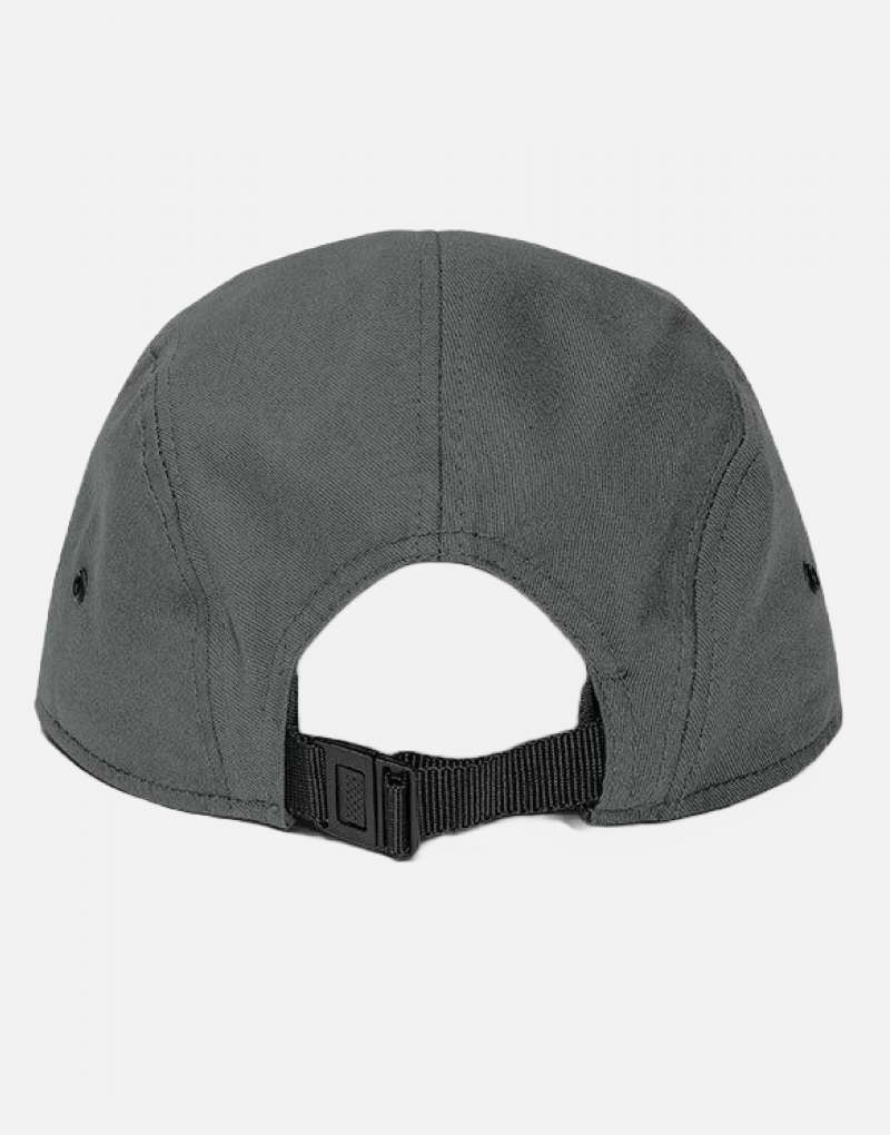 Backside of a gray Swellone 5 panel camper hat.