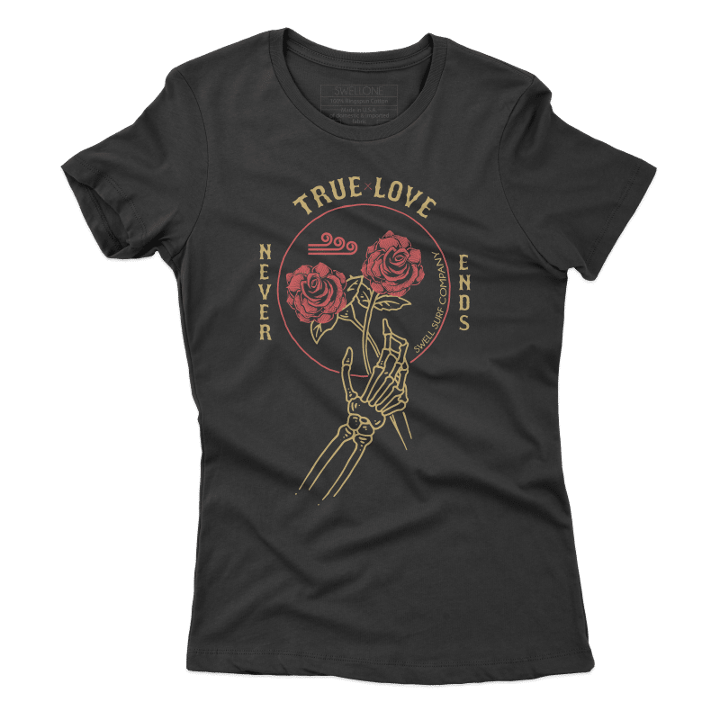 Black Swellone women's tshirt with true love logo.