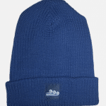 Navy woven beanie with Swellone logo.