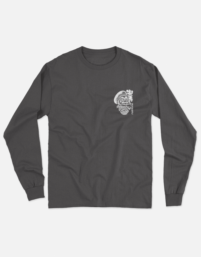 Black Swellone long sleeve tshirt with Swellone captain logo.