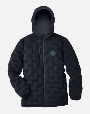 Down Puffer hooded inter jacket, black.